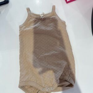 QUINCY MAE Pointelle bodysuit Neutral pink Beige Baby Tan Organic 6-12months